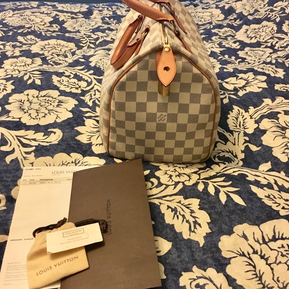 Authentic Louis Vuitton Speedy 30 Damier Azure Bag - Picture 4 of 8